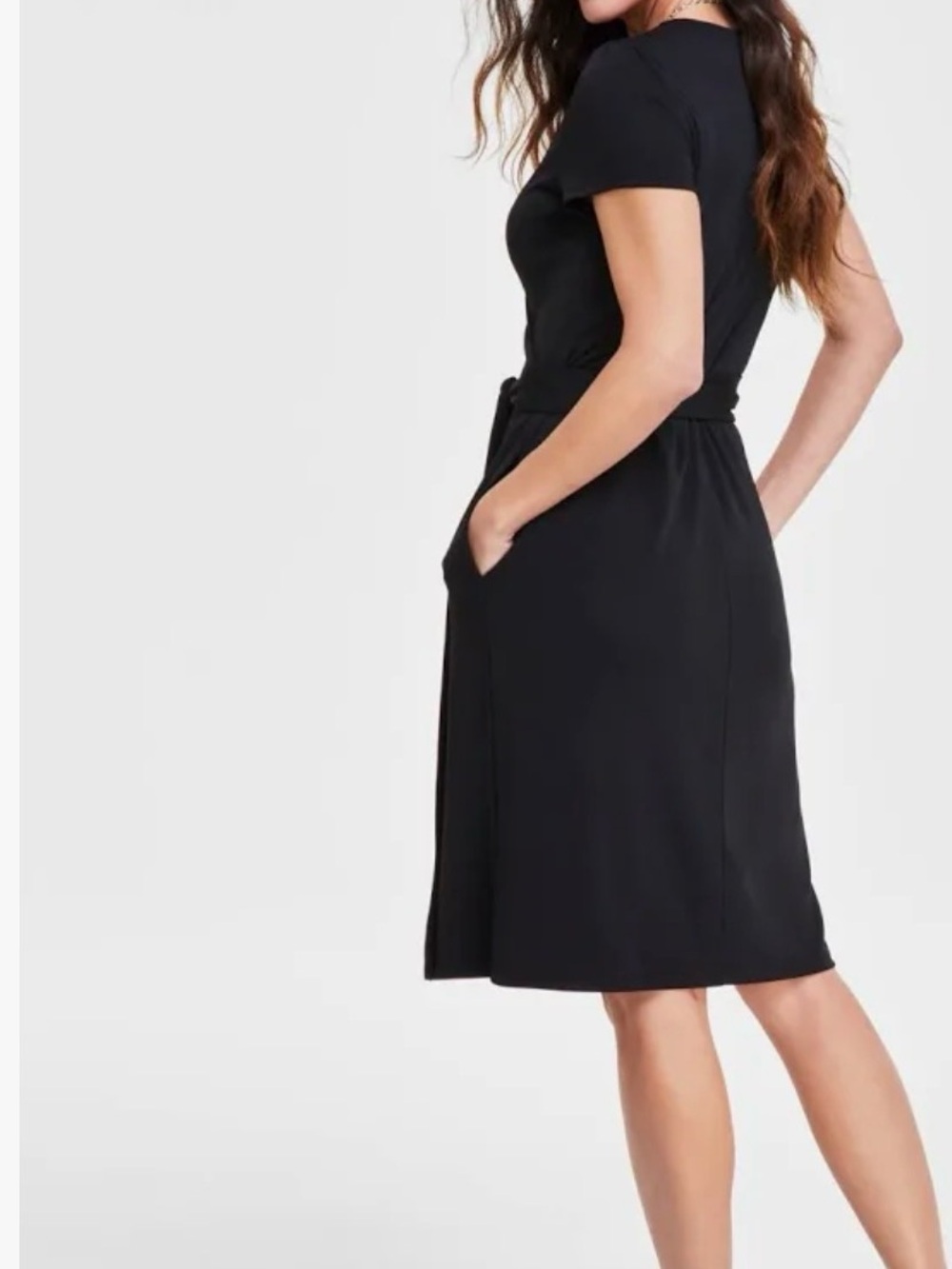 ✨ INC International Concepts Black Wrap Dress ✨ NWT - Picture 3 of 8